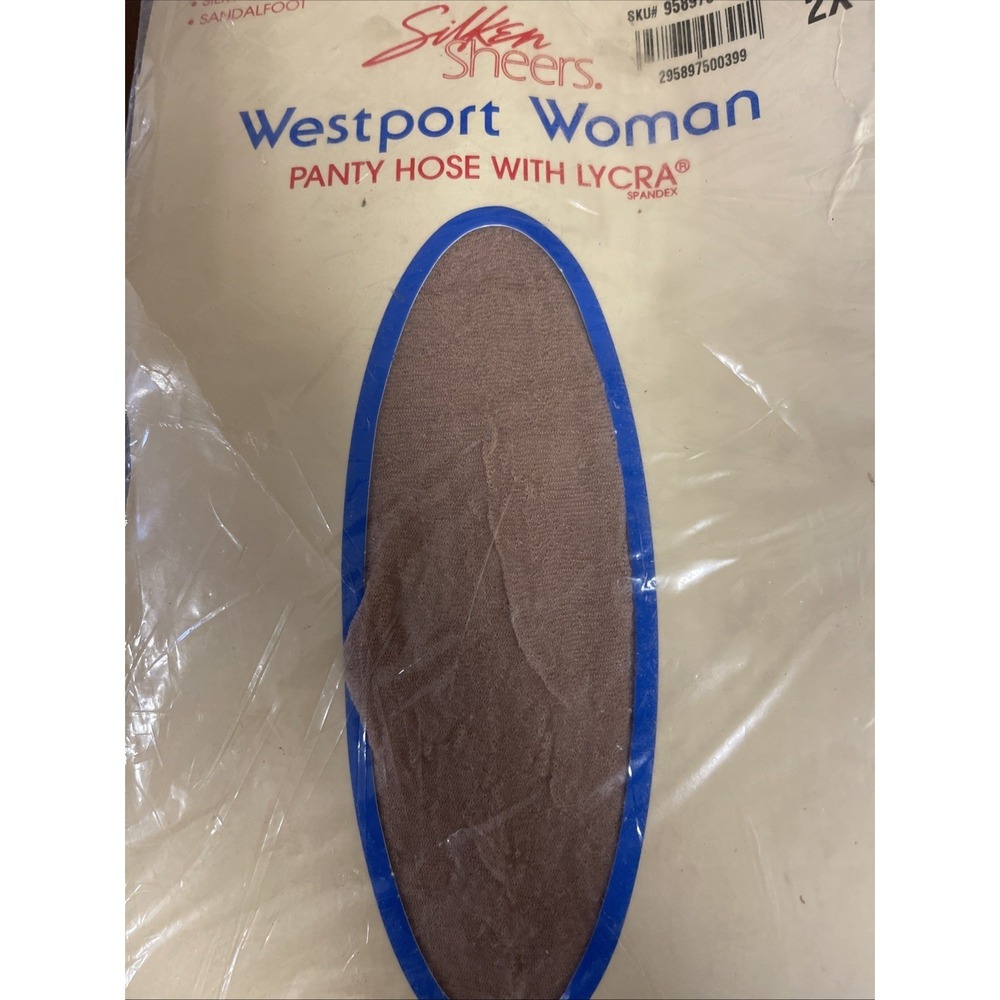Westport Woman Silken Sheers Pantyhose Womens 2X Black Control Top Sandalfoot - Picture 3 of 7